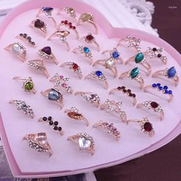 Cluster Rings 10Pcs/Lot Wholesale Crystal For Women Girls Trendy Lover's Finger Friendship Engagement Wedding Jewellery Gift