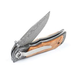 Yangjiang Factory Direct Sales Folding Knife Laser Grain 440C Blade Outdoor Hunting Survival Knife with Steel Handle