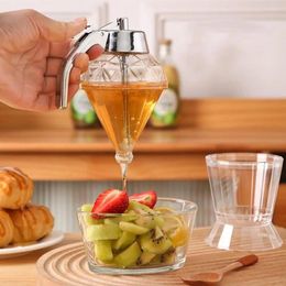 Dinnerware Chocolate Syrup Dispenser Elegant Diamond-shaped Glass Honey With Stainless Steel Cover Leakproof For Kitchen