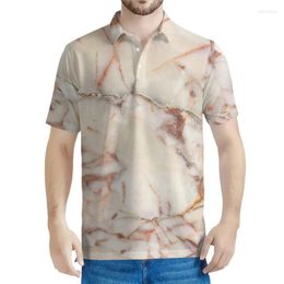 Men's Polos Fashion Marble Graphic Polo Shirts For Men Women Summer 3D Print Short Sleeves Casual Street Button Shirt Oversized Tees
