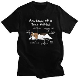 Men's T-Shirts Mens Anatomy Of A Jack Russell Terrier T-shirt Short Slve Cotton Tshirt Summer Dog Owner Gift T Shirt Loose Fit Apparel T240425