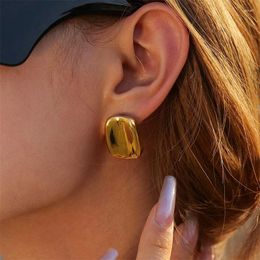 Stud Earrings Irregular Metal For Women Retro Trendy Design Simple Temperament Senior Fashion Jewellery Gifts