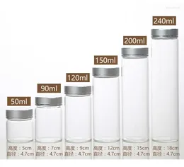Bottles 2PCS 50/90/120/150/200/240ml Glass Bottle With Golden/Silver Aluminum Caps Spice Jars Vials Wedding Craft Gifts