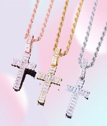Ice Out Square Zircon Men's Pendant Necklace Rock Street Hip Hop Jewelry Three Colors for Gift8415044