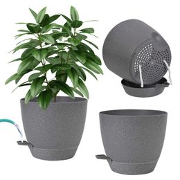 Planters Pots Plastic flowerpot set 3 plant flowerpots with sauce 6.5 inches suitable for indoor and outdoor use Q240429