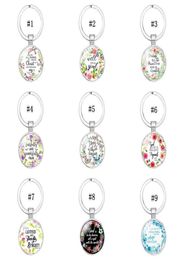 2019 Catholic Rose Scripture keychains For Women Men Christian Bible Glass charm Key chains Fashion religion Jewelry accessories1215412