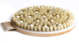 Dry Skin Body Brush Exfoliating Wooden sideburns round Bath Brush Back Scrubber Back Brush massage Body Scrub Skin Bathing Brushin6809790