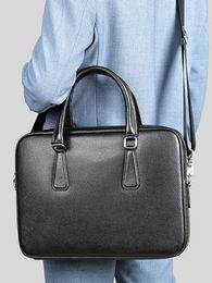 Briefcases Men's Briefcase Genuine Leather Computer Handbag Fashionable Business Cowhide Bag Top Layer File