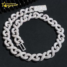 Hip Hop Jewelry Necklace Pass Diamond Tester Sterling Sier Cuban 18Mm Infinity Link Chain