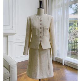 Work Dresses Autumn Brand Fashion Women Elegant Pockets Coat A-line Skirt F072