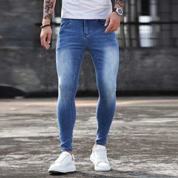 Men's Jeans Men Skinny Slim Fit Blue Hip Hop Denim Pencil Pants Mens Street Tight Casual for Jogging Trousers Q240427