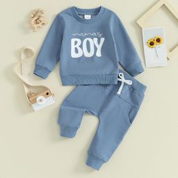 Clothing Sets Toddler Baby Boys Two Piece Clothes Suit Children Letter Print Long Sleeve Pullovers Elastic Trousers Tracksuits