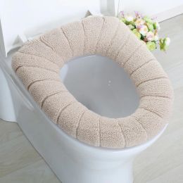 Set OShape Toilet Seat Cover Keep Warm Pumpkin Pattern Closestool Mat Knitting Soft Pad Toilet Seat Washable Bathroom Accessories