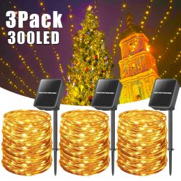 Decorations Solar Christmas String Lights Outdoor LED Fairy Lights Waterproof 8Modes Xmas Party Garden Patio Fence Street Decor Garland