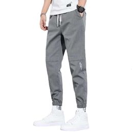 Casual Long Pants for Men's 2023 New Loose Ankle Tie Trendy Brand Work Pants for Spring and Summer Thin Men's Cropped Pants