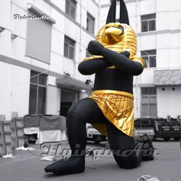 wholesale Customised Inflatable Anubis Model Ancient Egypt Mythology Death Air Blow Up Pyramid Patronus Statue Balloon For Carnival Stage Decoration
