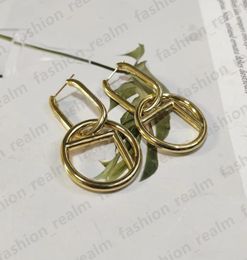 Designer Earrings Fashion Dangle Chandelier Big Circle Simple gold hoop earrings for lady Women Party Titanium earring New Wedding1299809