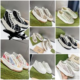 Designer Shoes Outdoor Casual Shoes Women Men high low Letter High-quality Sneakers Beige Ebony Canvas Tennis Luxury thick-soled Platform