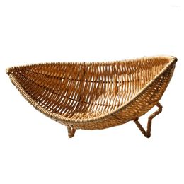 Plates Rattan Fruit Bowl Storage Baskets Bread Grocery Woven Sundries Plastic Vegetable Plate Serving Holder