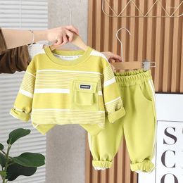 Clothing Sets Kids Baby Boy Boutique Clothes 2024 Spring Striped Pullover Long Sleeve T-shirts And Pants Toddler Boys Outfits Children's