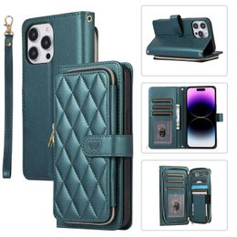 Suitable for Apple 15 Promax zippered phone leather case, iPhone 12 hanging rope crossbody phone protective case