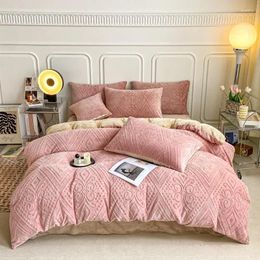 Bedding Sets Luxury Jacquard Velvet Bed Linen Winter Set Microfiber Duvet Cover Quilt Full Sheets Pillow