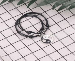 Charm Bracelets Yin Yang Tai Chi Bracelet For Women Men Gossip Friends Leather Rope Pendants BFF Couple Jewelry Gifts14660934