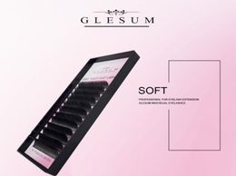 Glesum Super Soft Mixed Ellipse Extension Lashes 12 Lines Black Matte Cashmere Flat Lashes Shaped Salon Make Up Eyelash3035068