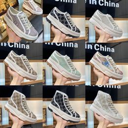 Designer Casual Shoes low-cut 1977high top Women Letter Sneaker Beige Ebony Canvas Tennis Shoe Luxury Fabric Trims thick-soled Shoes Sneakers 35-42