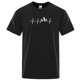 Men's T-Shirts Mountain Ecg T Shirt Summer Men Women Short T-Shirt Funny Hip Hop Ts Tops Clothing Electrocardiogram Tshirt H240429