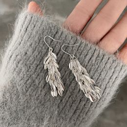 Sparkling Nature Leaves Tassel Style Earrings Instagram Bright Metal Earrings with Wheat Ears and High Grade Jewelry