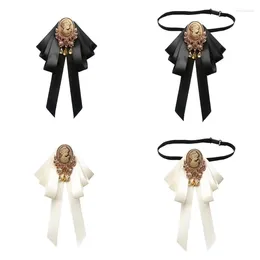 Bow Ties Women Lady Portrait Brooch Pin Jabot Collar Bowtie Corsages Pre-Tied Necktie