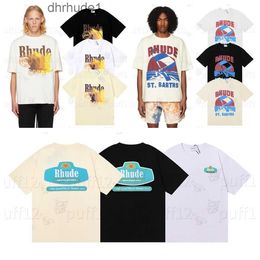 Designer rhude t shirt mens t shirt Fashion Clothing Tees Hip hop TShirts Rhude American High Street Trend Brand Summer men women Gender Free Playing Cards Print 7B8X