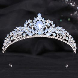 Tiaras Sweet Cute Girls Birthday Gift Opal Crown For Women Queen Crystal Bridal Tiaras Crown Headbands Hair Dress Accessories