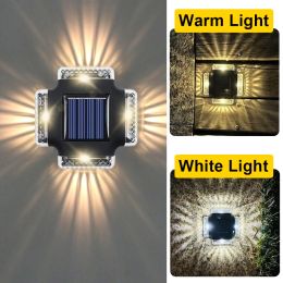 Decorations Waterproof LED Solar Lights Foursided Spotlights Garden Patio Decorative Night Lights Outdoor Up Down Lighted Fence Decoration