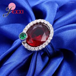 Cluster Rings Unique Design Fashion Round Red Crystal Wedding For Woman Jewelry Valentine's Days Gifts Engagement Finger Ring