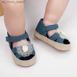 Sandały letnie buty dla niemowląt Sandały koronkowe buty księżniczki bawełniane dziecięce buty buty płaski sandalsl240429