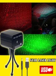 Stage new starry sky Mini red and green laser light Portable charging treasure USB car sound control laser light4459882