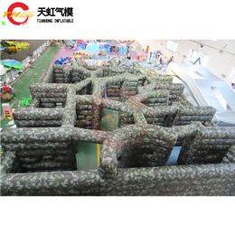 Outdoor Activities Free Door Shipping 12x10m Camouflage Color Inflatable Maze Tag Haunted Maze Labyrinth Arena Carnival Game for Sale