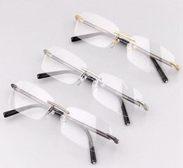 MB Brand Men Optical Glasses Frame MB492 Men039s Rimless Eyeglasses Frames for Men Gold Silver Myopia Glasses Gun Eyewear with 9929887