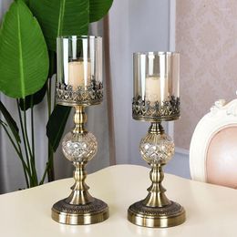 Candle Holders Glass Scented Candles Nordic Pedestal Luxury Stand Metal Cute Candelabros Para Velas Home Decorations