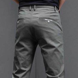 Men's Pants Mens casual pants business Korean fashion slim fit stretch Grey black 97.8% pure cotton mens 2024 new Aummer Q240429