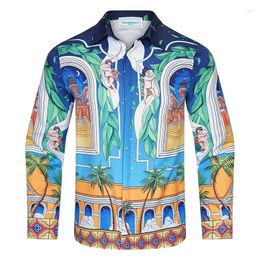 Men's Casual Shirts 23SS Hawaiian Style Summer Buttons Casa Print Shirt Loose Fitting Men Women Long Sleeved