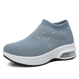 Casual Shoes Women's Mesh Breathable Socks Air Cushioning Non-slip Sports Sneakers Fashion 2024 Summer Platform Sneaker