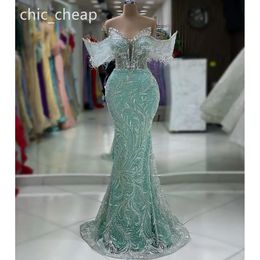 Mermaid Mint 2024 Ebi Aso Prom Dress Learls Crystals Ensived Secondal Party Second Arteption Onversion Virthsed Dresses Robe de Soiree Zj411 ES
