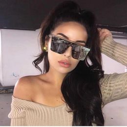 Sunglasses 15 Colours Flat Top Men Women Brand Designer Square Shades Gradient Sun Glasses Cool One Piece UV400 Mirror H240429