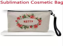 Party Favour Sublimation Linen Makeup Bag Favour DIY Blank Coin Purse Pencil Bags Heat Transfer Coating Storage Pouch Christmas Gift7905073