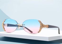 Sunglasses Fashion Rhinstone Women 2021 Luxury Diamond Frameless Sun Glasses Ladies Trendy Gradient Ocean Lens Shade Mirror9504301