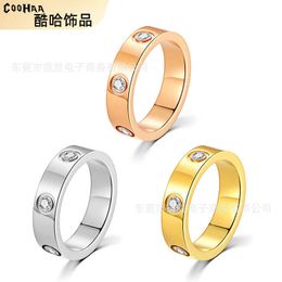 Fashion Design Ring Luxury and exquisite ring same simple fashionable diamond inlaid couple with cart original rings