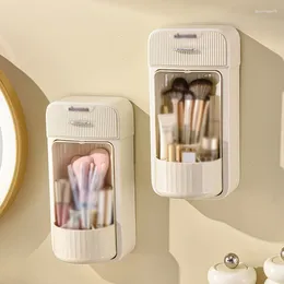 Storage Boxes Cosmetic Box Wall-Mounted Rotating Makeup Brush Holder Dustproof Lipstick Eyebrow Pencil Cylinder With Cover